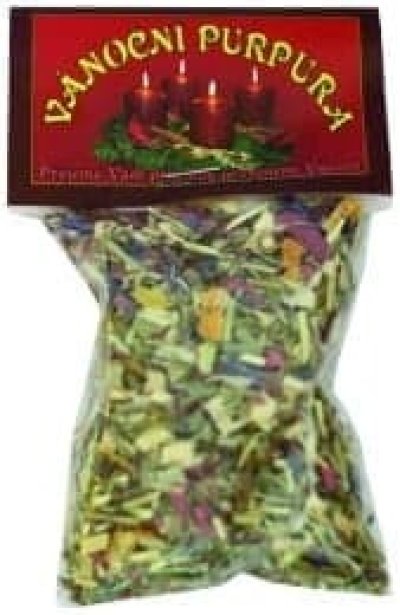 Vánoční purpura v produktovém obalu