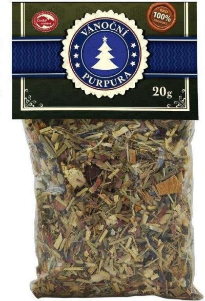 Vánoční purpura v produktovém obalu