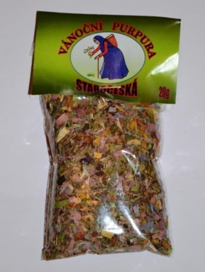 Vánoční purpura v produktovém obalu