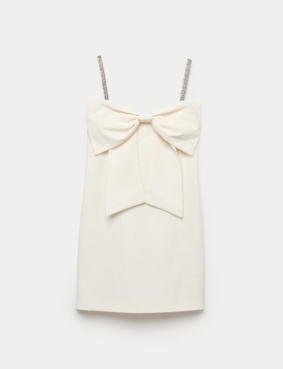 Bílé mini šaty s mašlí