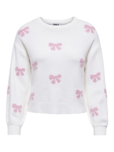 Dámský svetr s růžovými mašličkami