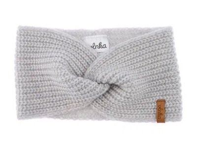 Šedá pletená čelenka do vlasů