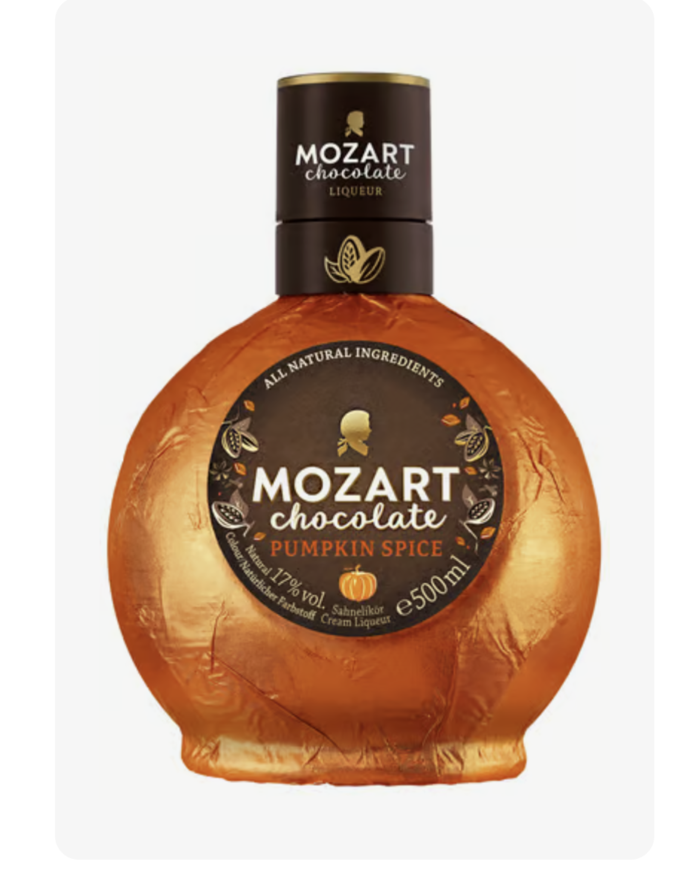 Čokoládový likér v produktové lahvi