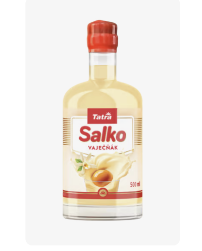 Vaječný likér v produktové lahvi