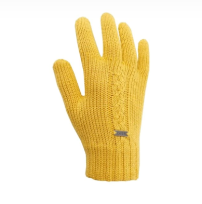 Pletená prstová merino rukavice ve žluté barvě