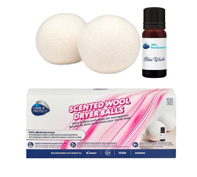 Vlněné koule do sušičky s olejíčkem a produktovým obalem