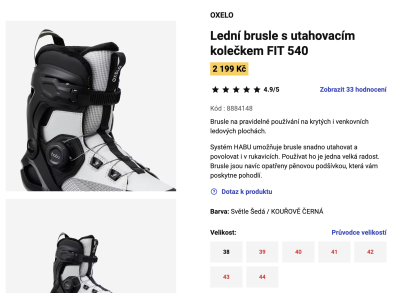 Náhled webu s prodejem bruslí