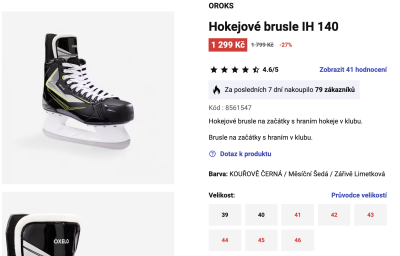 Náhled webu s prodejem bruslí