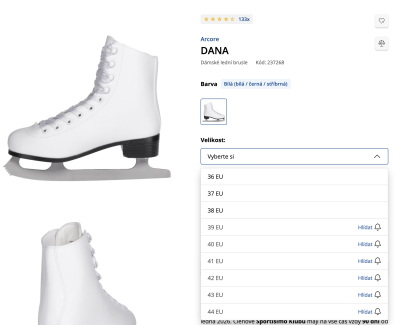 Náhled webu s prodejem bruslí