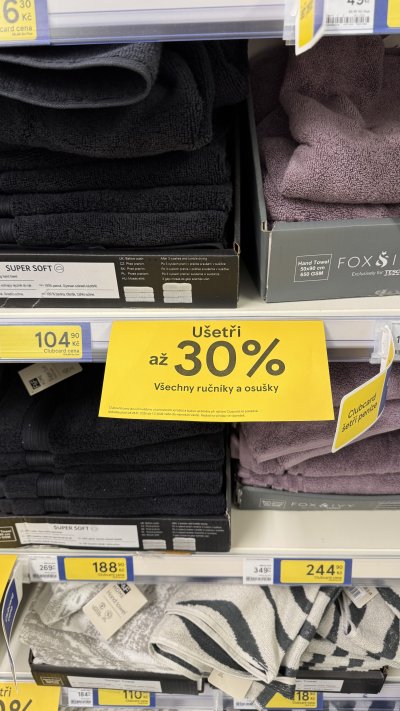 Sleva až 30 % na všechny ručníky a osušky