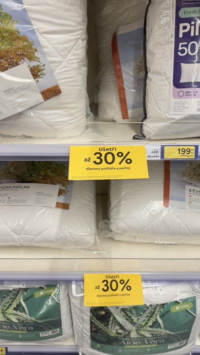 Sleva až 30 % na všechny polštáře a peřiny