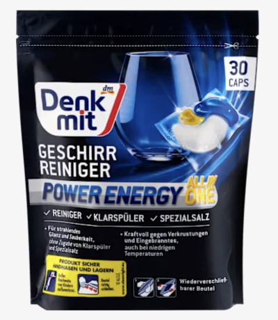 Kapsle do myčky v produktovém obalu značky Denkmit