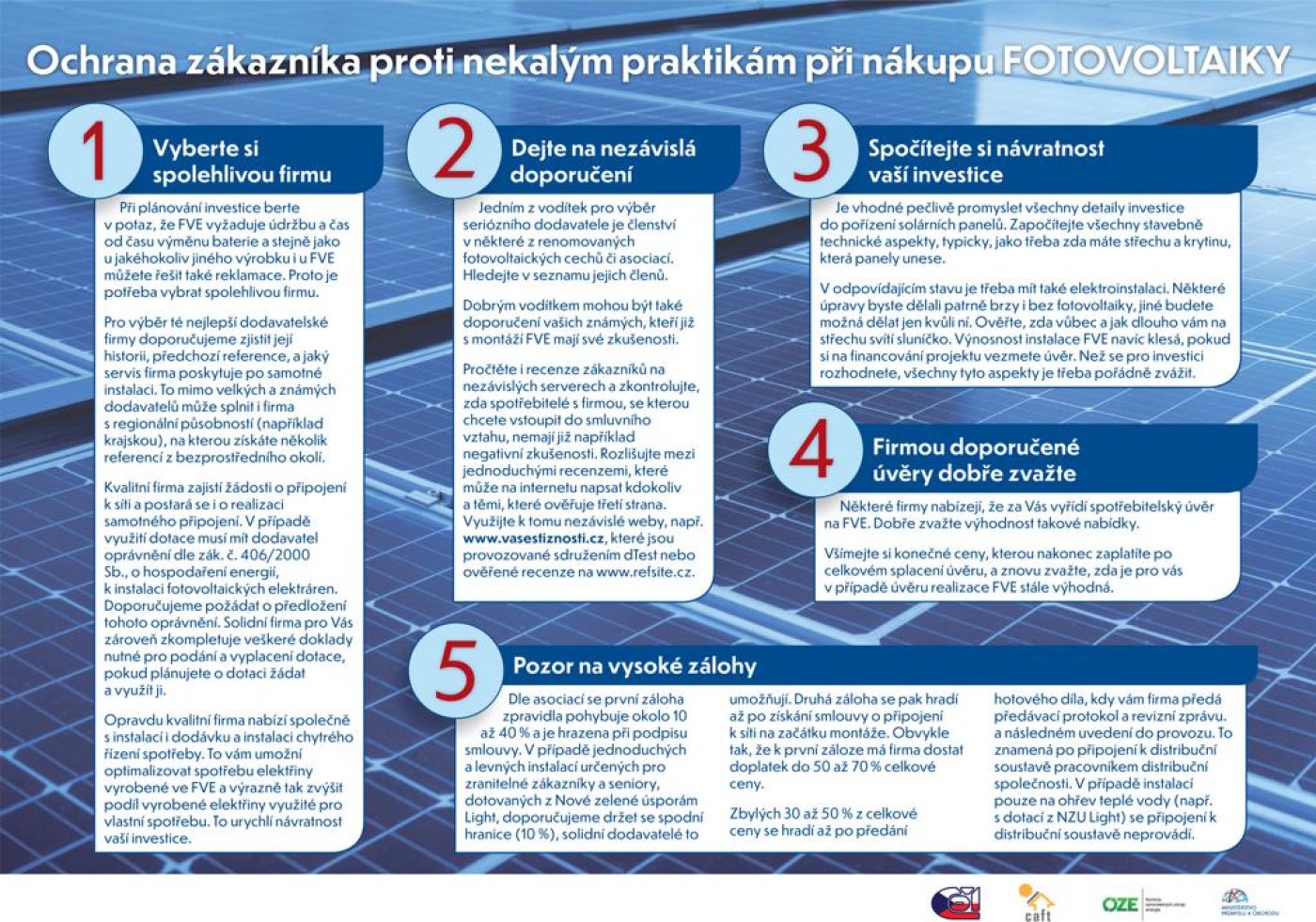 Manuál na ochranu zákazníků proti nekalým praktikám při nákupu fotovoltaiky