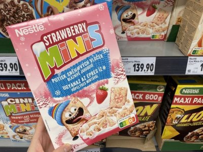 Snídaňové cereálie v supermarketu