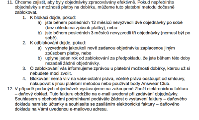 Výňatech z obchodních podmínek online obchodu Answear