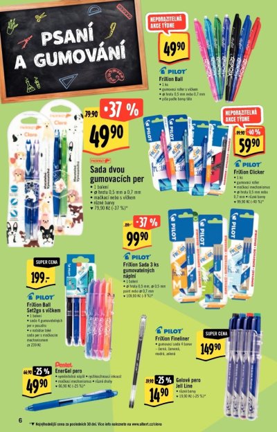 Strana letáku Albert se školními pomůckami