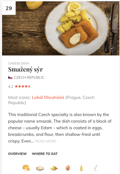 Náhled webu s hodnocením sýrů