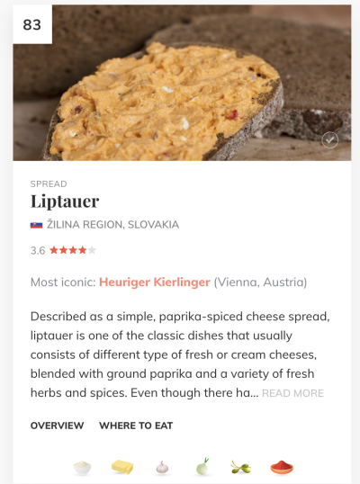 Náhled webu s hodnocením sýrů