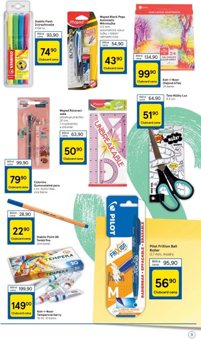 Akční leták Tesco s nabídkou pro školáky