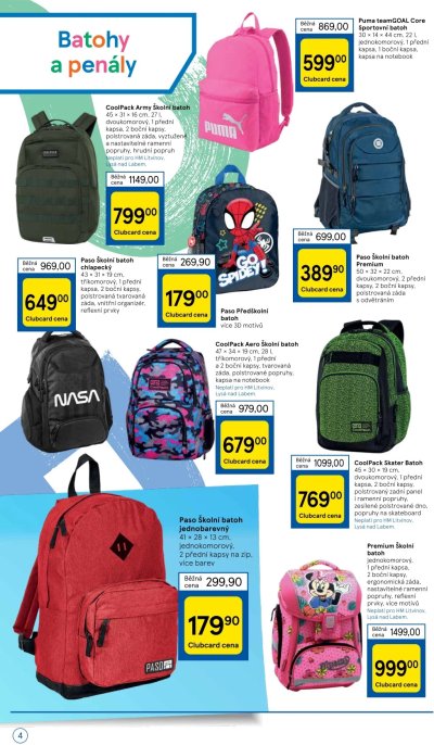 Akční leták Tesco s nabídkou pro školáky