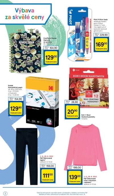 Akční leták Tesco s nabídkou pro školáky