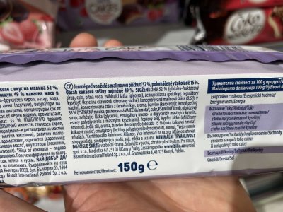 Zadní strana obalu čokopiškotů