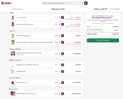 Objednávka na e-shopu Košík.cz