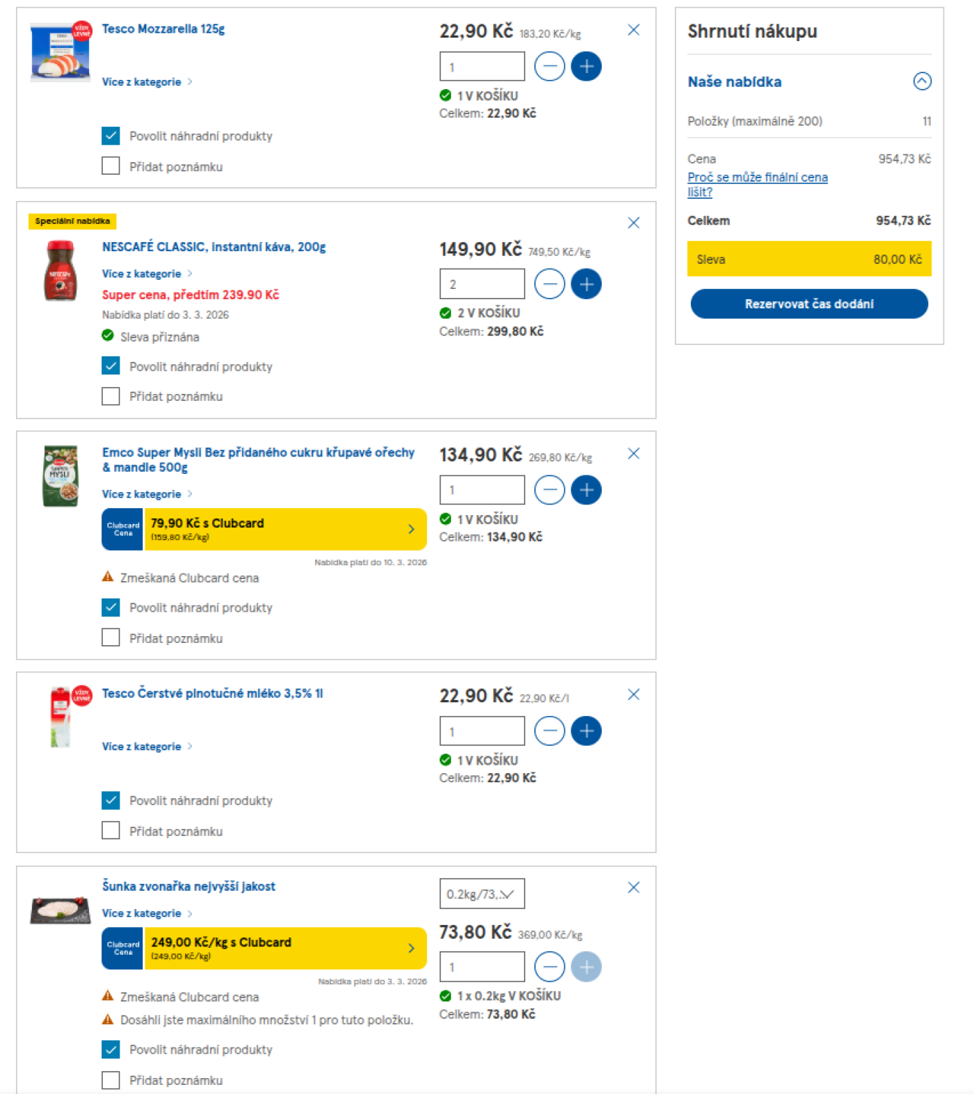 Objednávka na e-shopu iTesco.cz