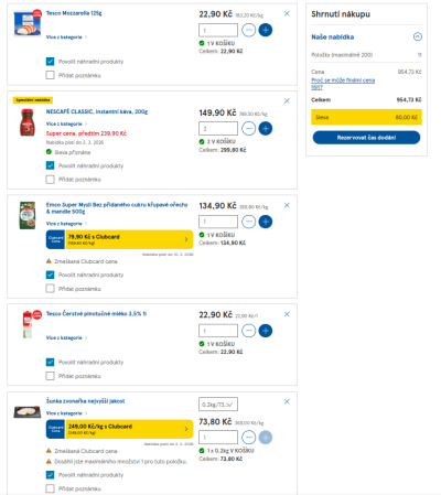 Objednávka na e-shopu iTesco.cz