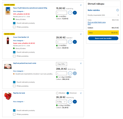 Objednávka na e-shopu iTesco.cz