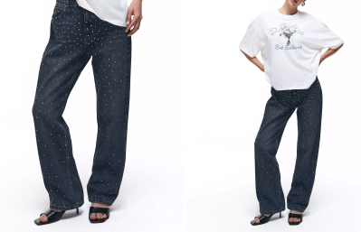 Žena v černých džínách s kamínky