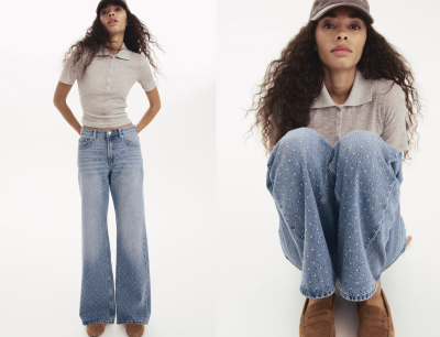 Modelka v džínách s kamínky