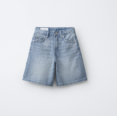 Džínové bermudy se štrasy