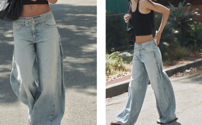 Žena v širokých džínách