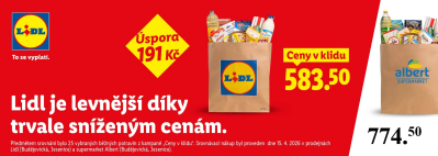 Srovnávací nákup Lidlu s Albertem