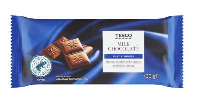 Mléčná čokoláda v produktovém obalu