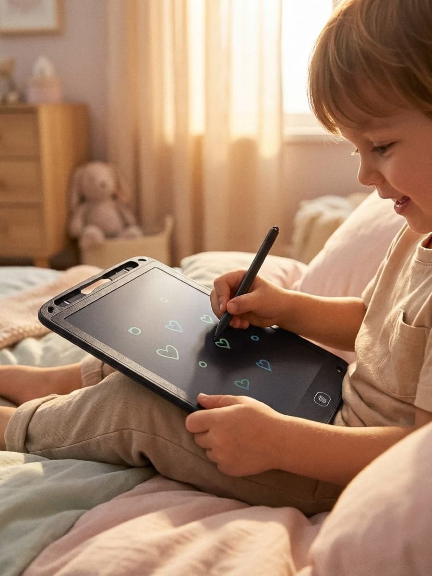 Dítě si hraje na psacím tabletu