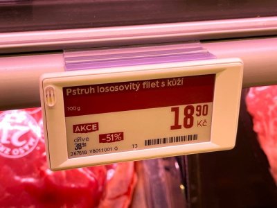 Cenovka pstruha lososovitého v supermarketu