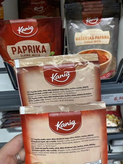 Zadní strana obalu mleté papriky