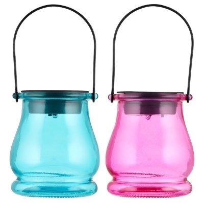 Dvě skleněné solární lampy