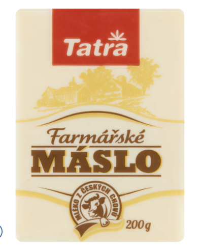 Máslo v produktovém obalu