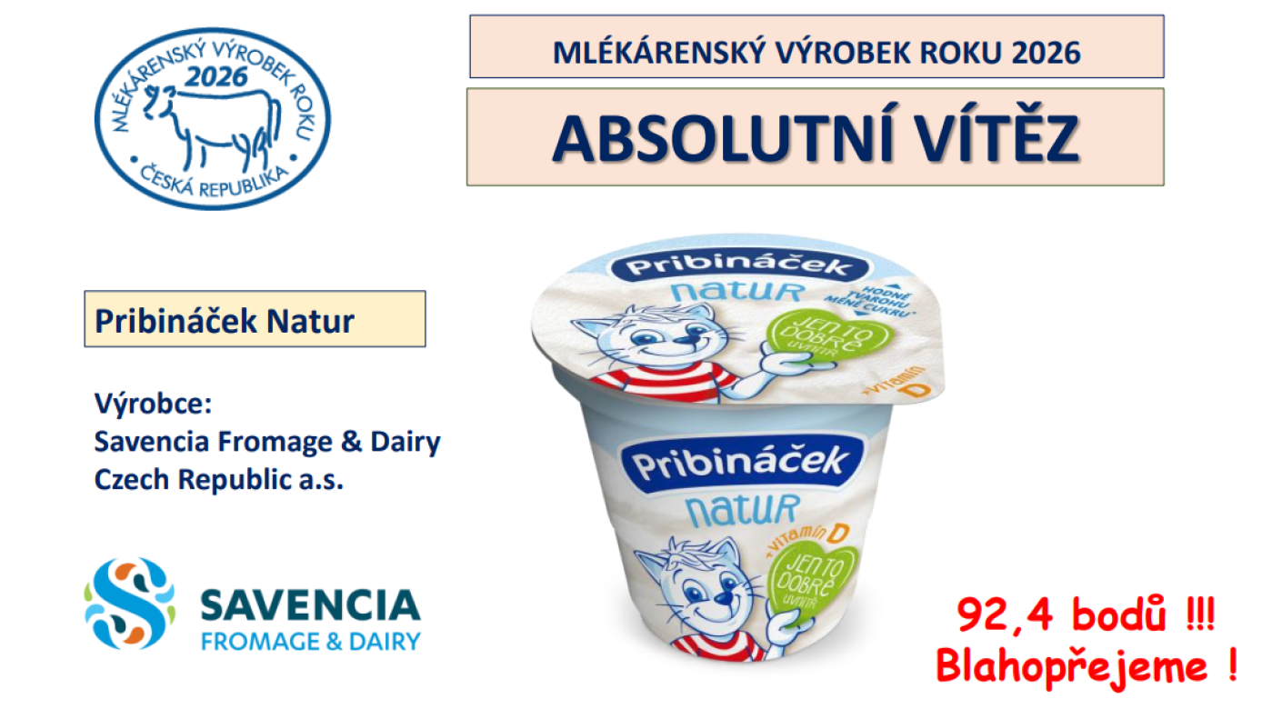 Mlékárenský výrobek roku 2026: Pribináček Natur
