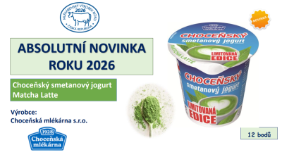 Mlékárenská novinka roku 2026: Choceňský smetanový jogurt Matcha Latte