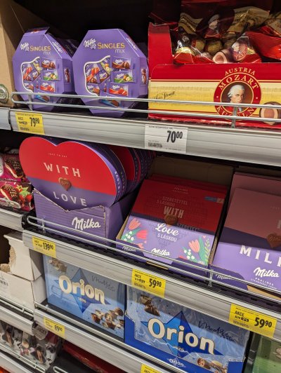 Valentýnské bonboniéry Milka a Orion