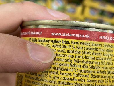 Zadní strana obalu paštiky