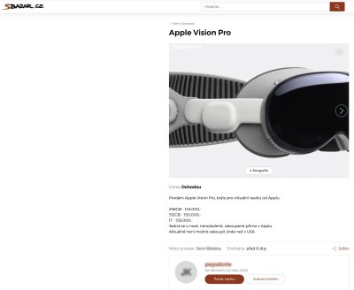 Inzerát na brýle Apple Vision Pro