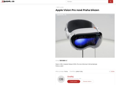 Inzerát na brýle Apple Vision Pro