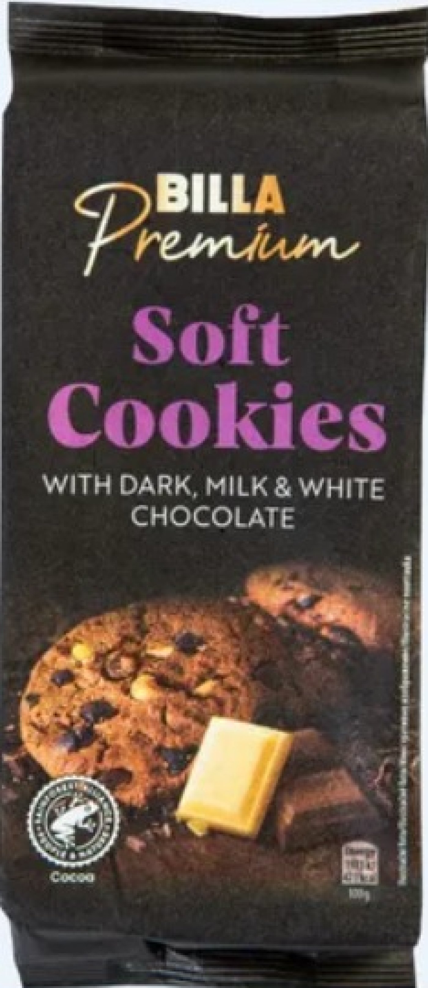 BILLA Premium soft cookies with dark, milk & white chocolate 210 g