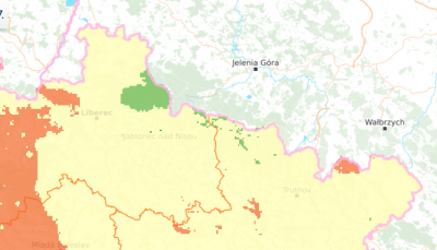 Mapa ukazuje zelené místo v Jizerských horách