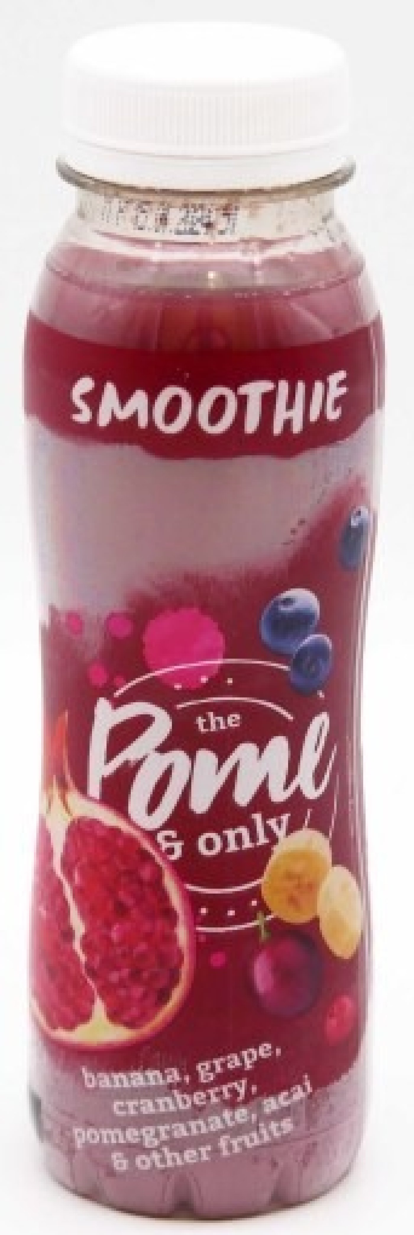 Smoothie The pome & only banán, hroznové víno, brusinky, granátové jablko, acai a další ovoce